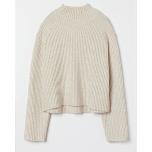 H&M cream ribbed high neck sweater size xs Cabin Core